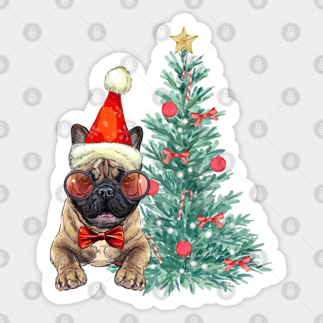 Christmas French Bulldog Sticker by Budwood Designs